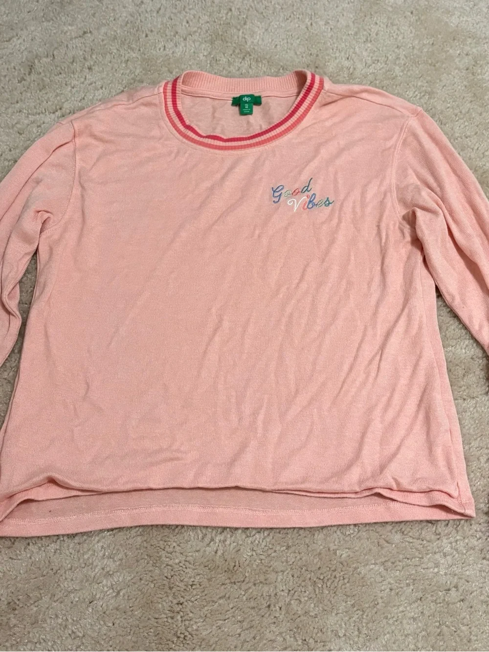 Good Vibes Coral Crewneck Sweater